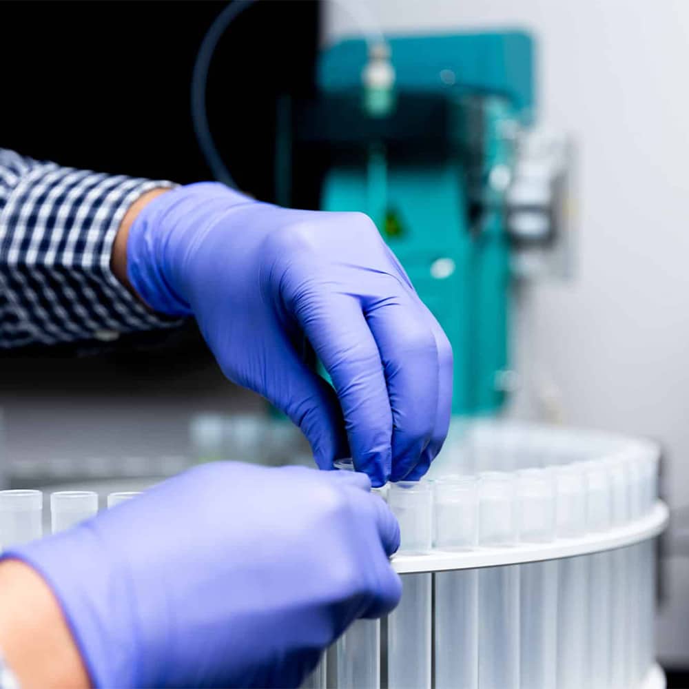 Armoloy test tubes used in research lab