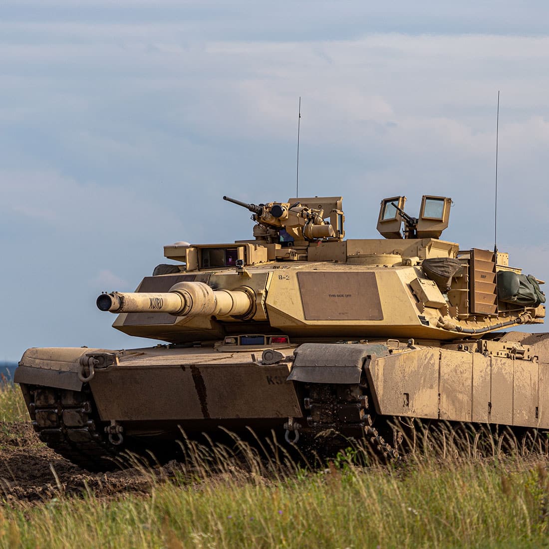 Image of M1 armored tank that may use defense coatings to guard against wear from heavy maneuvering.