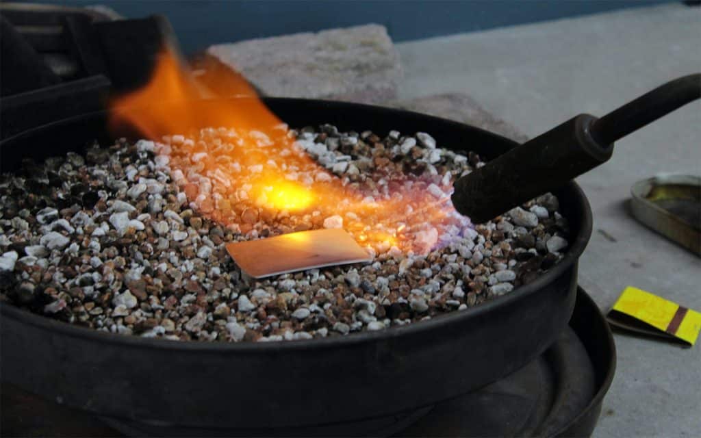 metal treating by annealing with propane for jewelry making
