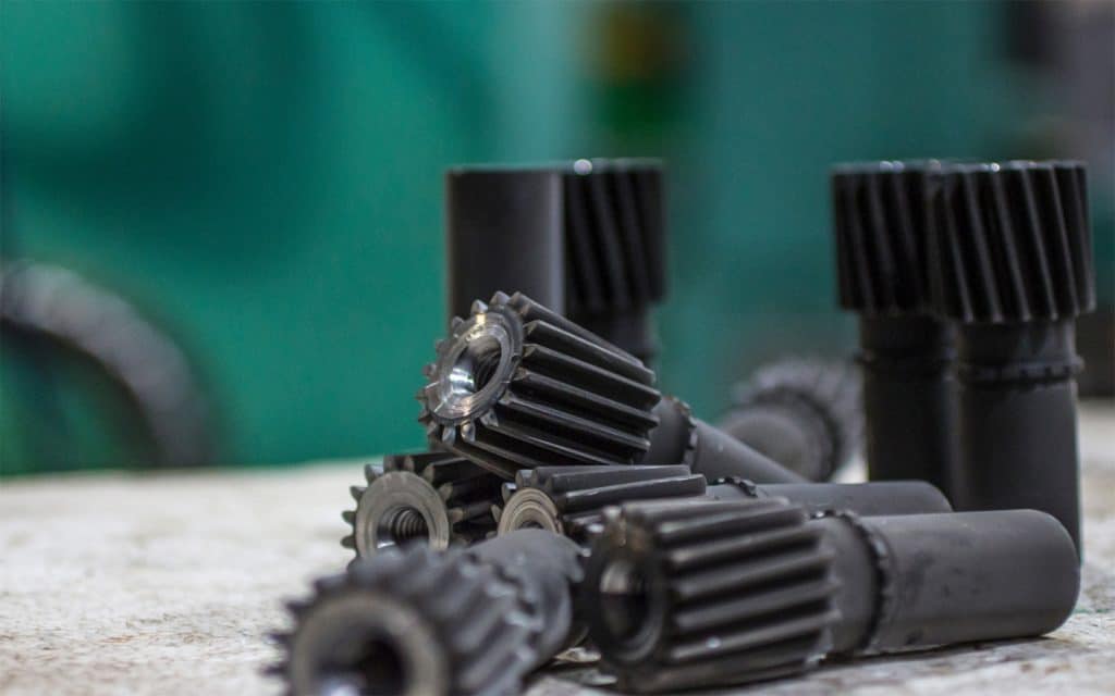 finished shaft gears after undergoing a nitriding process