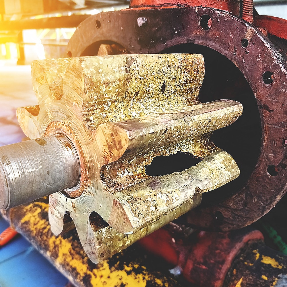 cavitation damage on pump impeller gear