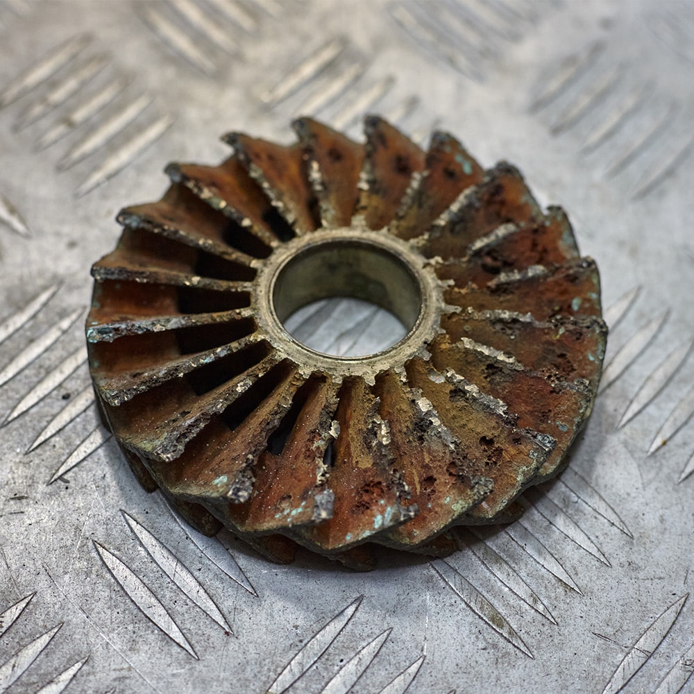 centrifugal pump impeller worn out by cavitation