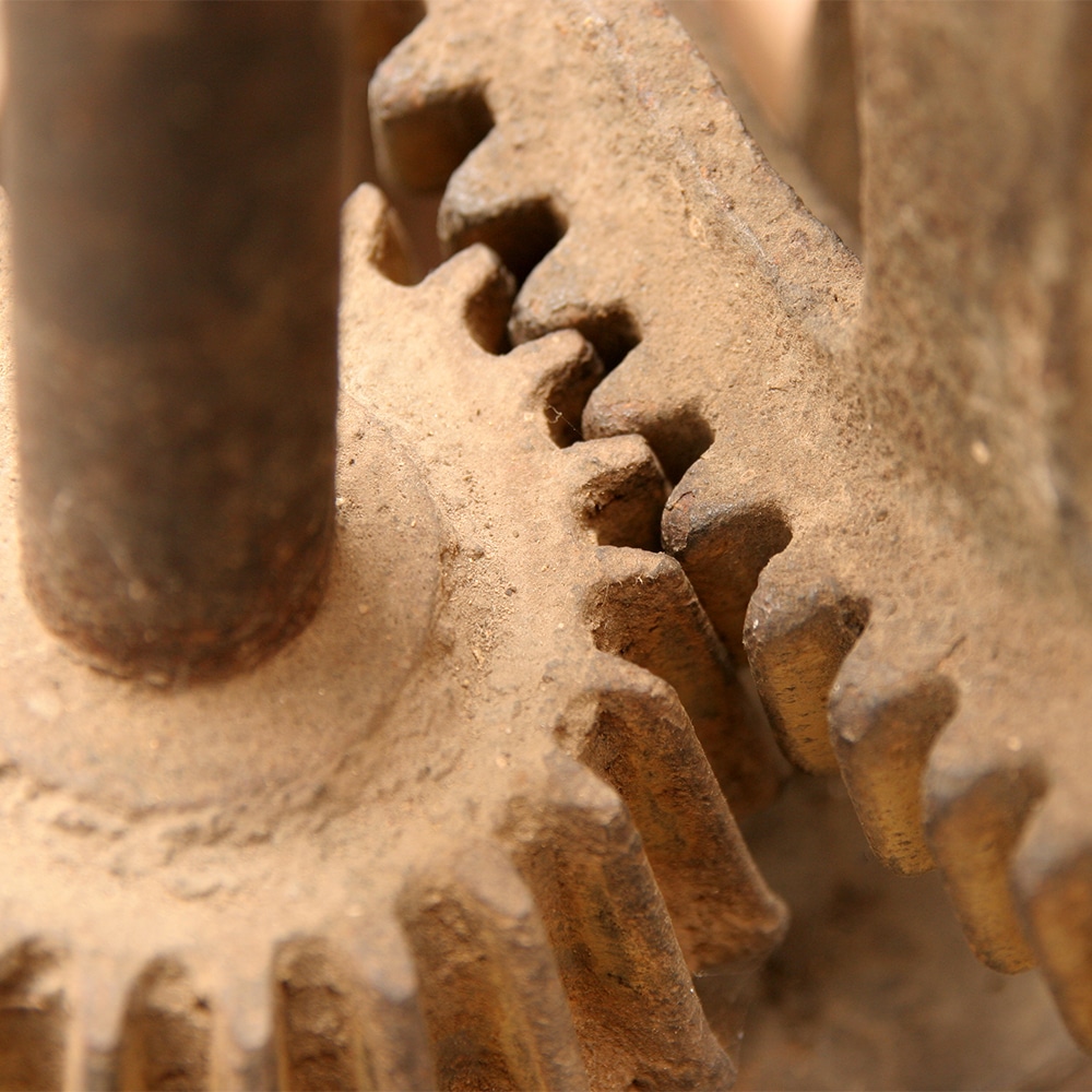 corrosive wear on old moving gears