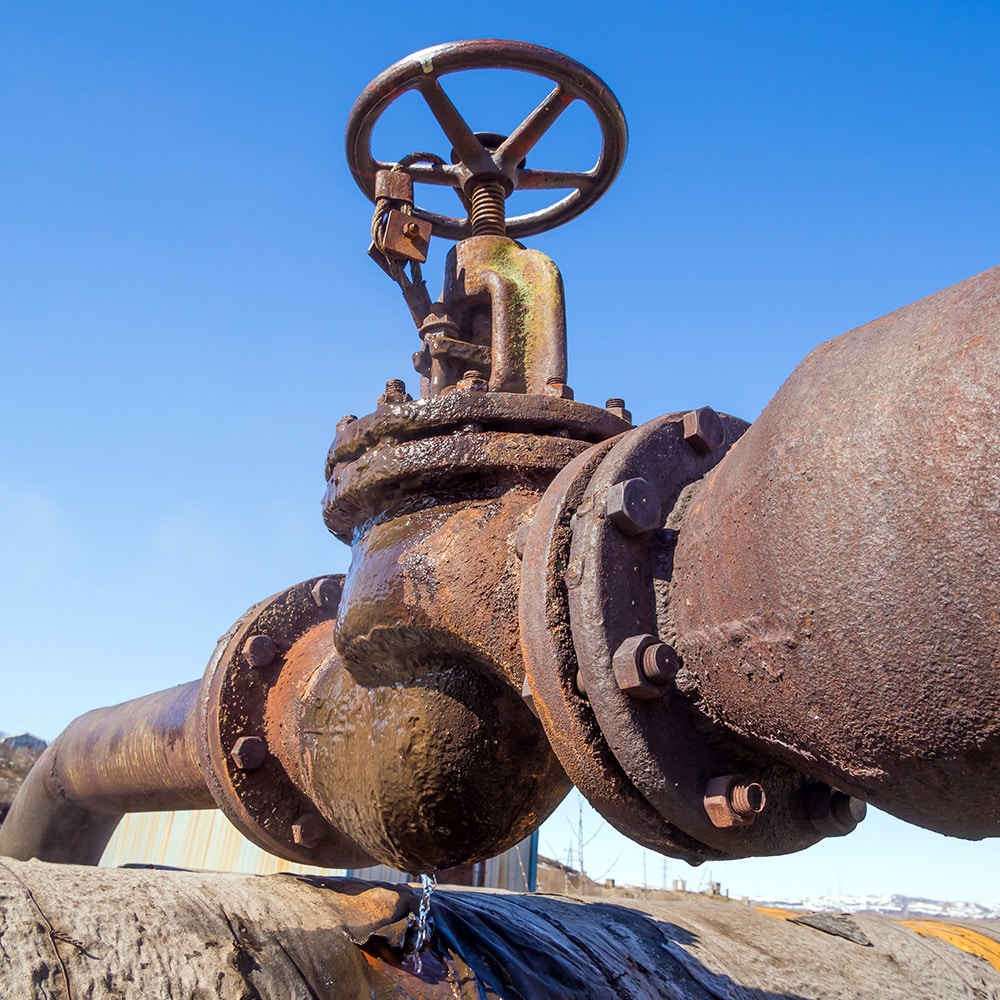 erosive wear on old pipeline