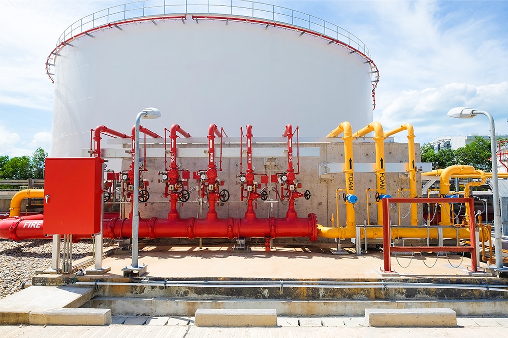 water and foam pump line for fire protection of petroleum plant