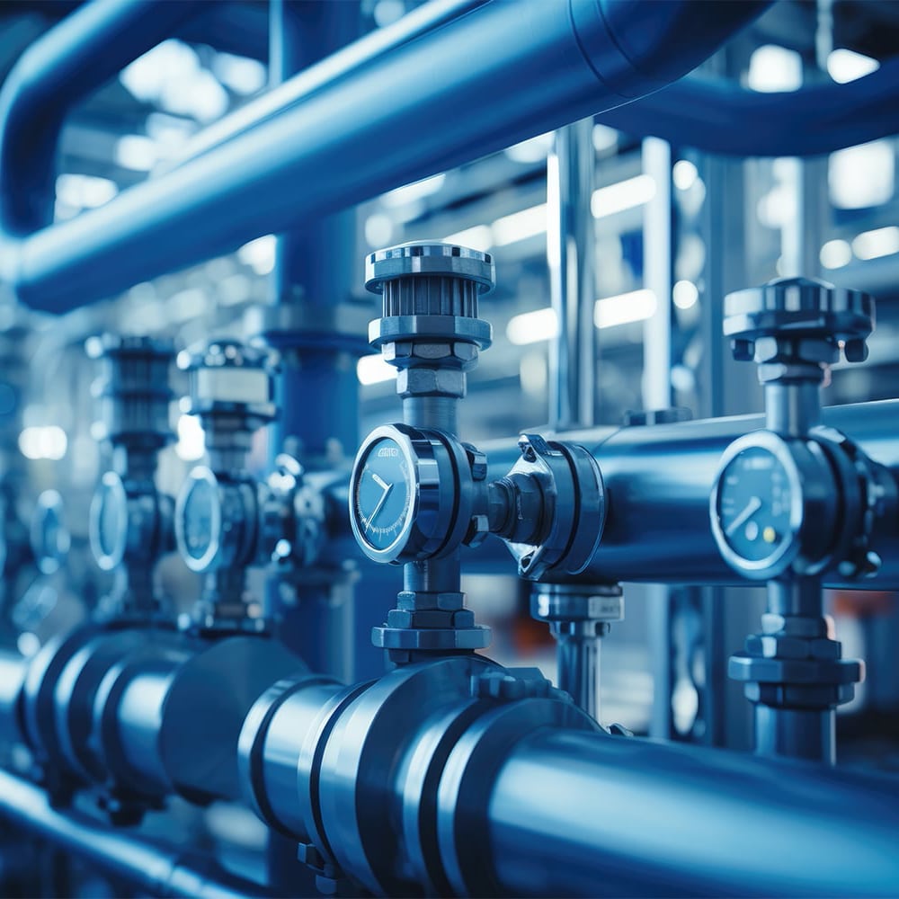 industrial pipe system with ASTM B733 compliant electroless nickel phosphorus coating applied for corrosion resistance