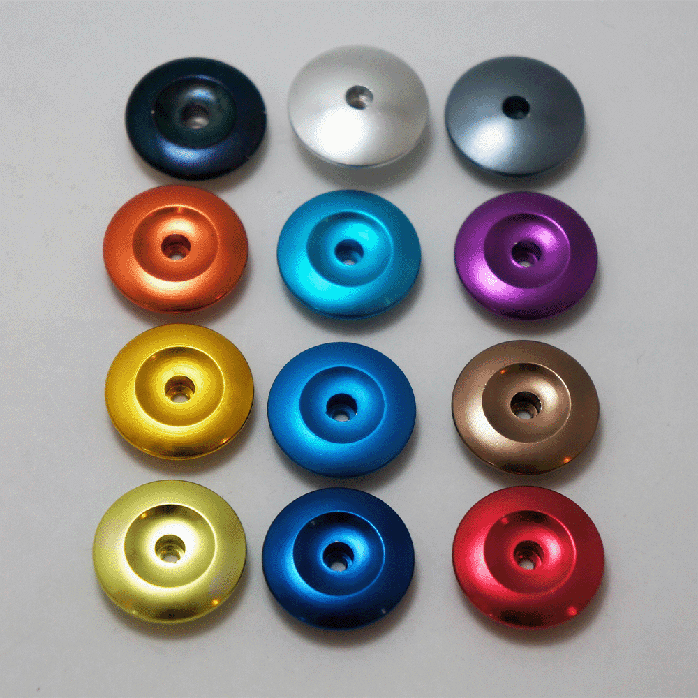 anodizing process completed on cnc turning machine parts in an array of colors