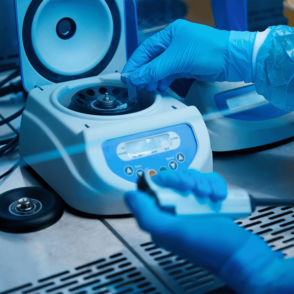 NAMSA scientist testing coating sample for medical device