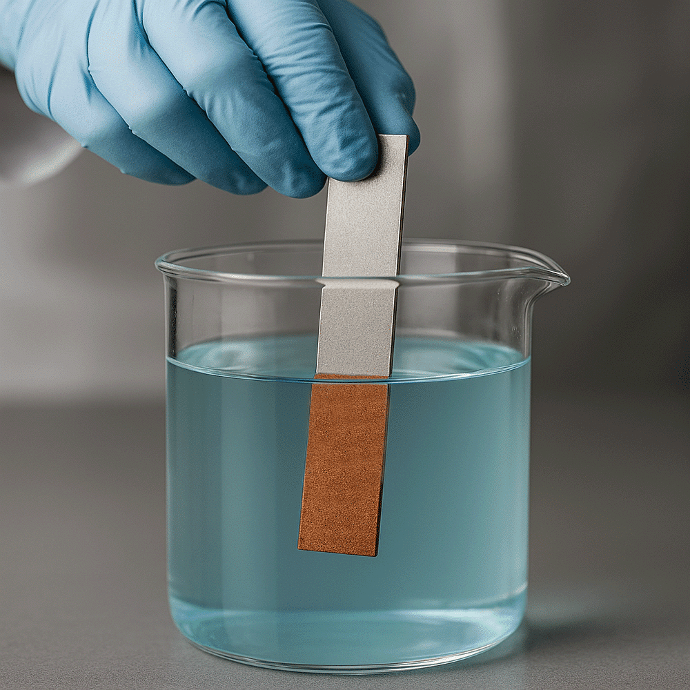 copper sulfate testing conducted on metal sample per AMS 2700F