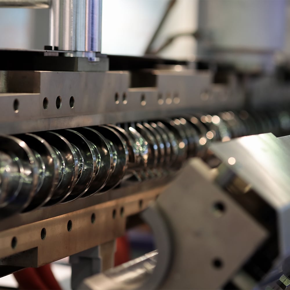 single screw plastic extruder machine close up