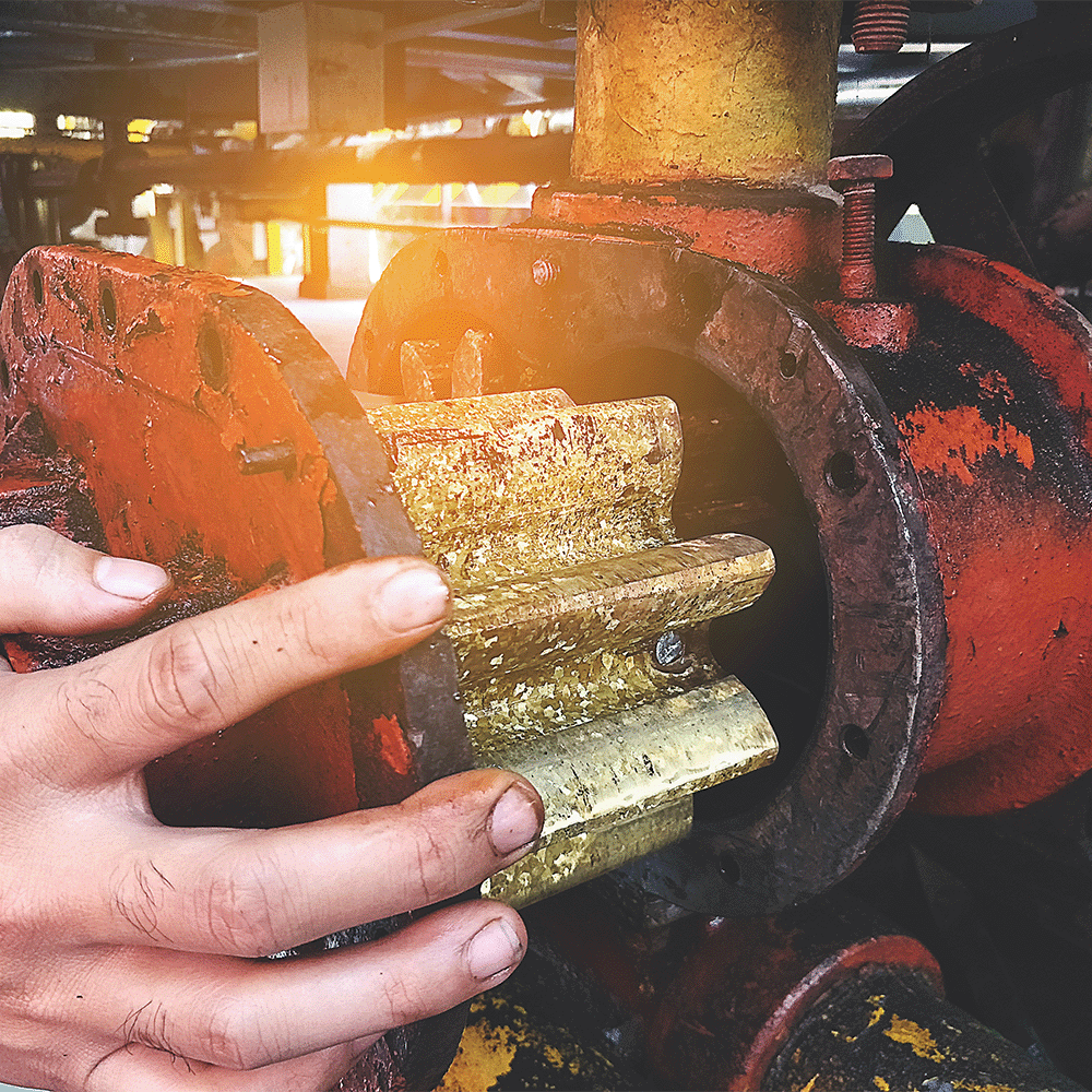 damaged pump that has failed operation